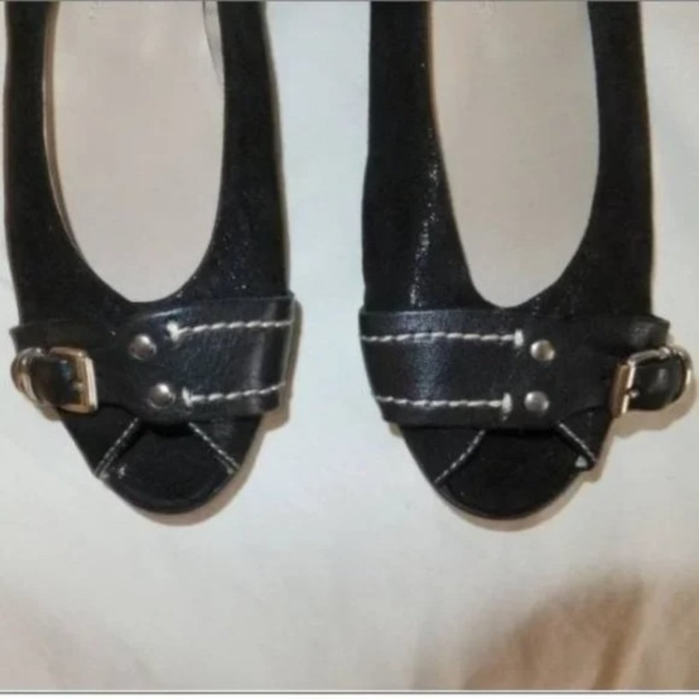 AGL Attilio Giusti Leombruni Shimmer Suede Peep Toe Ballet Flats Shoes 6 - Picture 3 of 6
